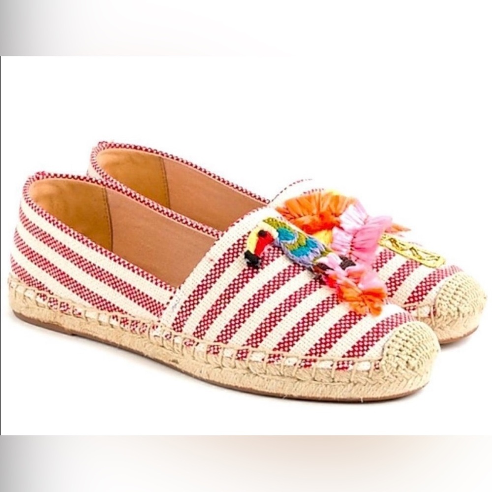 Brand new j crew red striped embellished Espadrilles women’s shoes 10